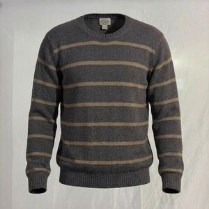 St Johns Bay Sweater Men L Gray Striped Regular Modern Crewneck Casual